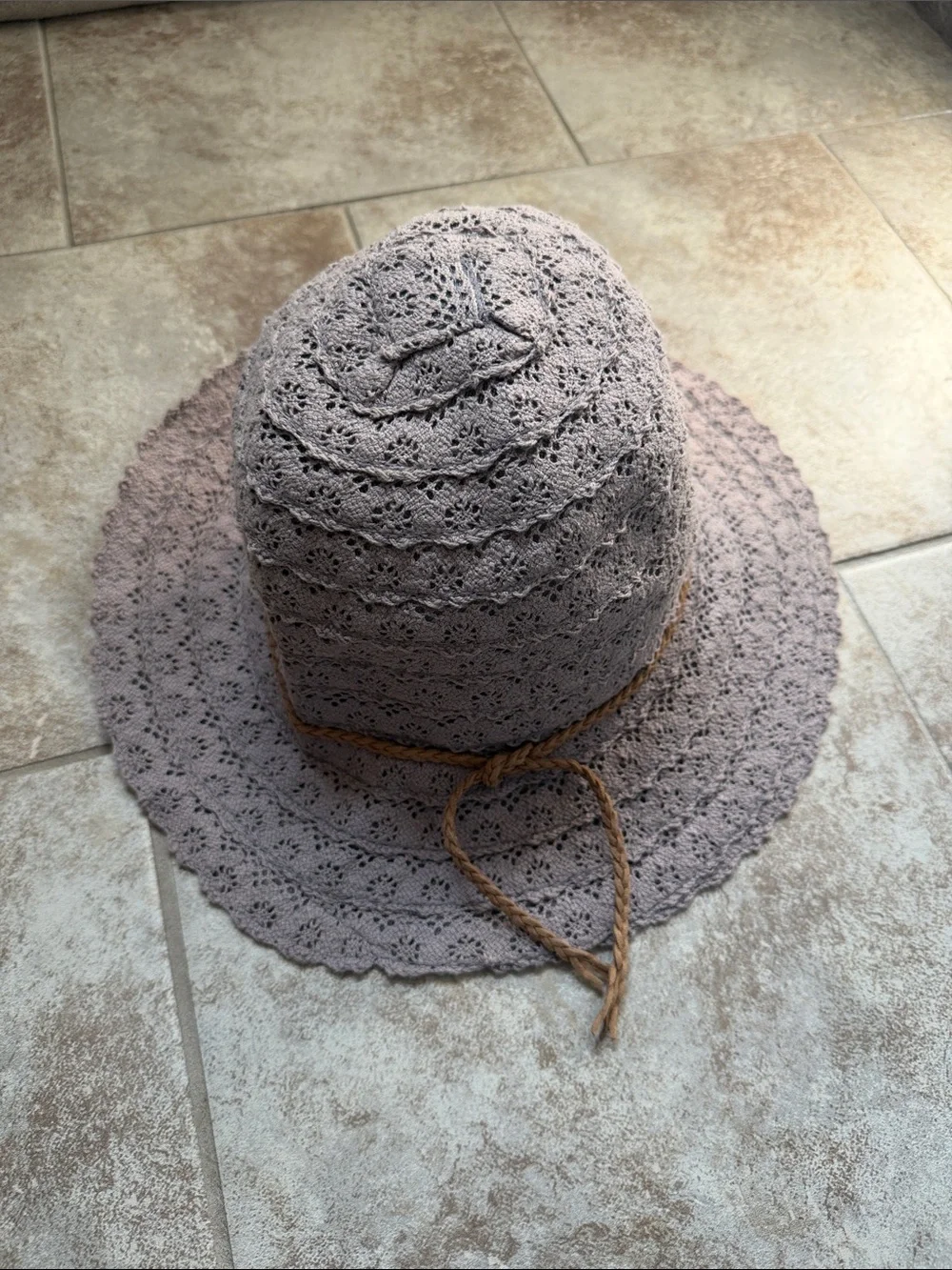 Lace Crochet Sun Hat - Taupe